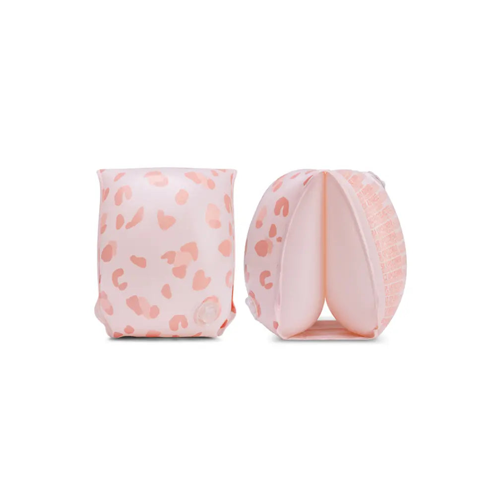 Swim Essentials Swim Arm Bands, Lightweight &amp; Inflatable PVC Water Floats for Kids 0–2 Years, Old Pink - Leopard