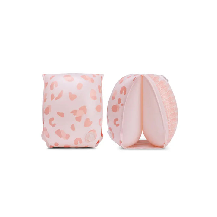 Swim Essentials Swim Arm Bands, Lightweight &amp; Inflatable PVC Water Floats for Kids 0–2 Years, Old Pink - Leopard