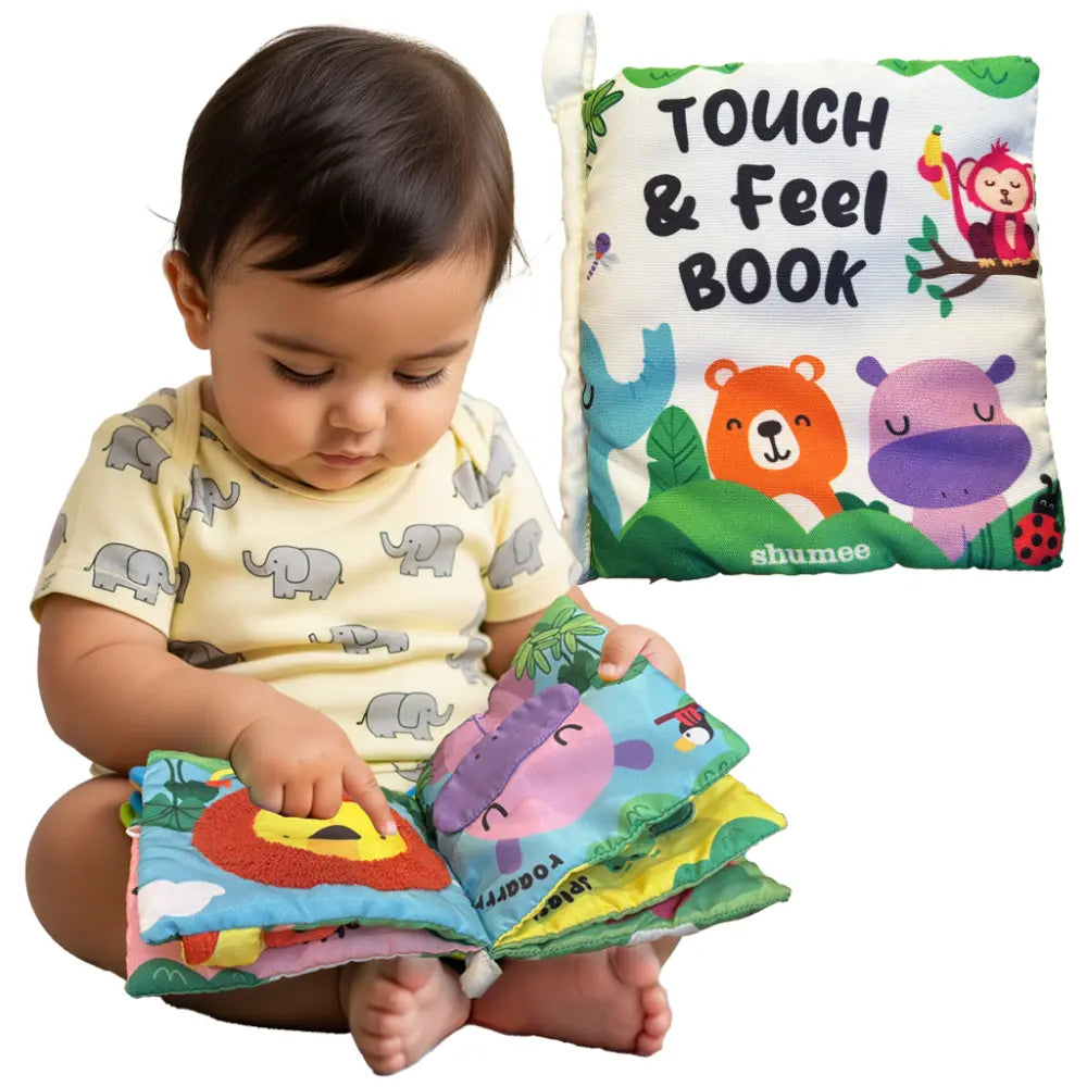 Shumee Touch &amp; Feel Sensory Cloth Book – Interactive Jungle Animal Activity Book with Crinkle Pages &amp; Textures for Babies (0-2 Years) colour