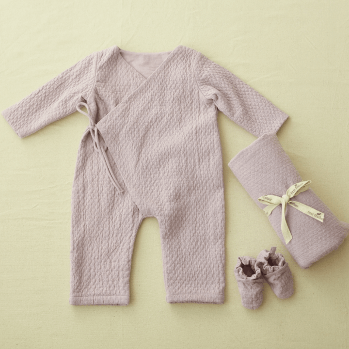 First Feather Baby Kimono Wrap Set - Orchid Tulle