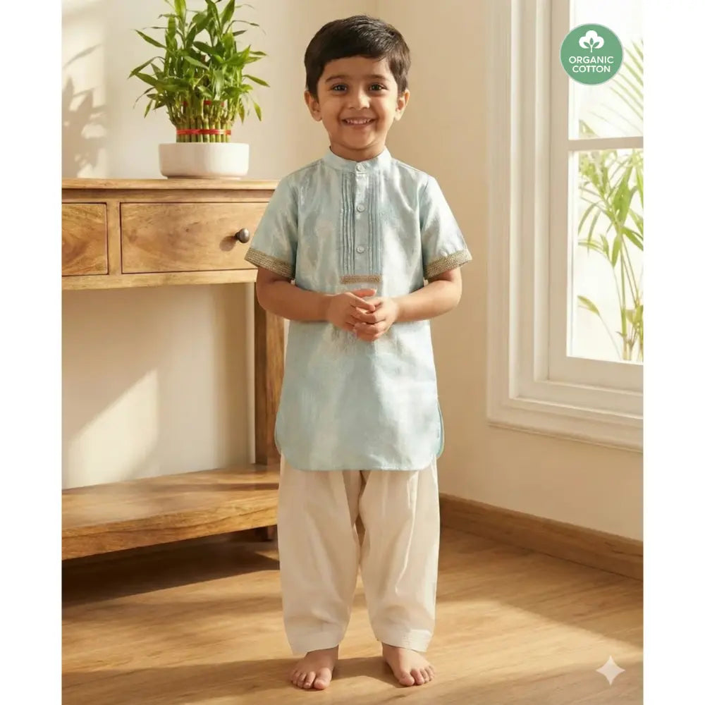 Sweetlime By AS The Crystal Breeze Pleated Set - Sky Blue &amp; White