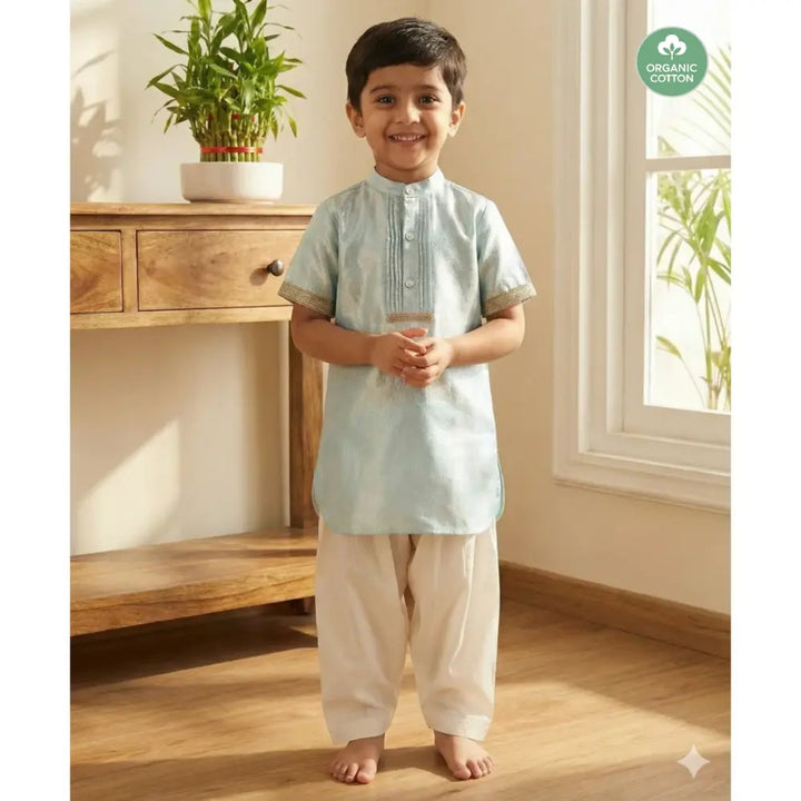 Sweetlime By AS The Crystal Breeze Pleated Set - Sky Blue &amp; White