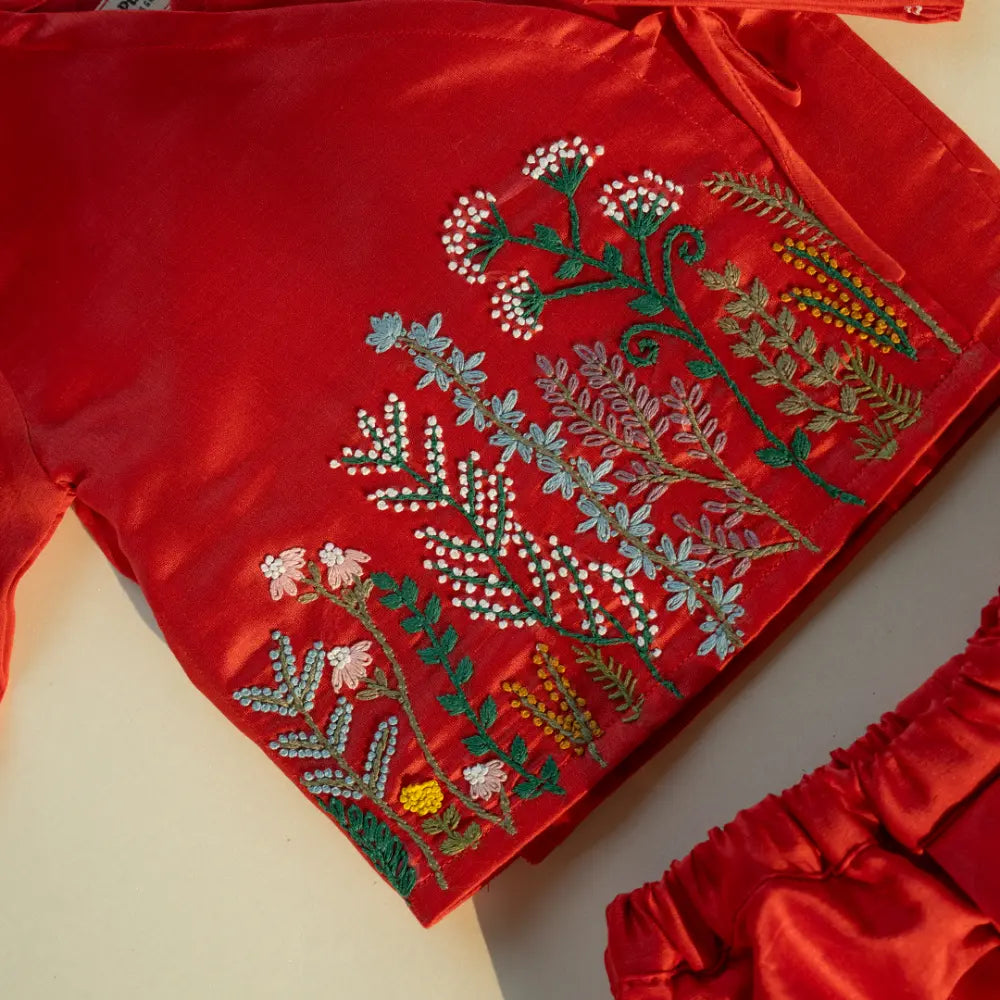 PureCloth.Co Jamna Set | Boys Chanderi Silk Red