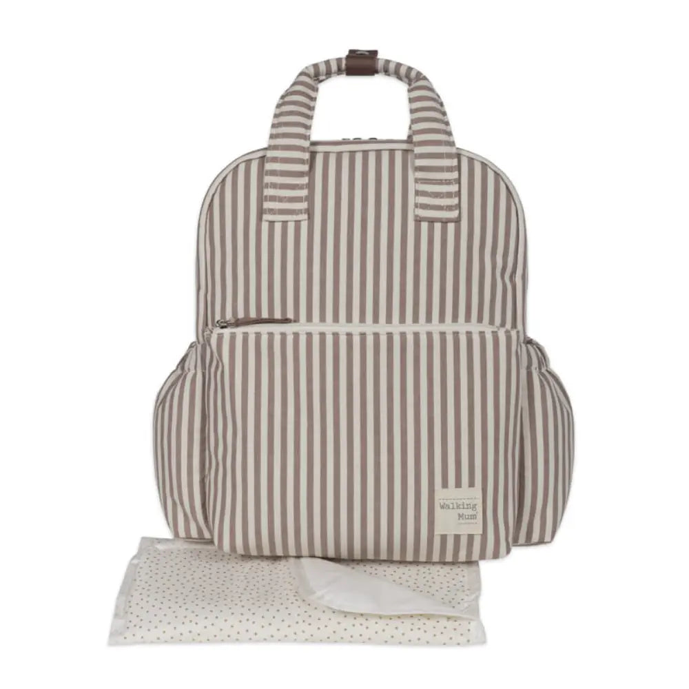 Walking Mum Praliné Moka Diaper Backpack with Changing Mat, Water-Resistant Maternity Backpack with Insulated Bottle Pocket, Wet Pocket, Multiple Organisers &amp; Stroller Straps