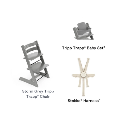 Stokke® Tripp Trapp High Chair Combo with Baby Set, Gliders and Harness