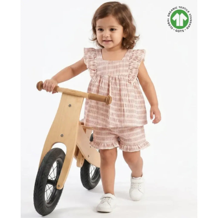 Sweetlime By As Candy Stripe Cotton Ruffle Summer Co-ord Set