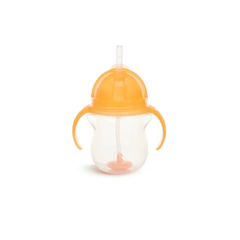 Munchkin Click Lock Tip &amp; Sip Weighted Straw Cup with Handles – Spill-Proof Sippy Cup with Flip-Top Lid, 7oz, BPA-Free, 6+ Months - Orange