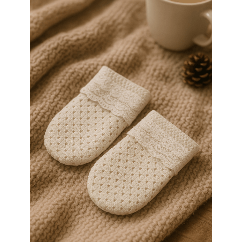 The Baby Trunk Pack Of 2 Victorian Solid Cotton Lace Mittens For Newborn Baby