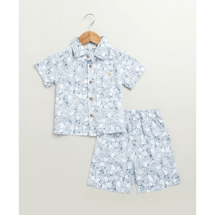 Sweetlime By AS Blue &amp; White Lemon Print Cotton Co-ord Set