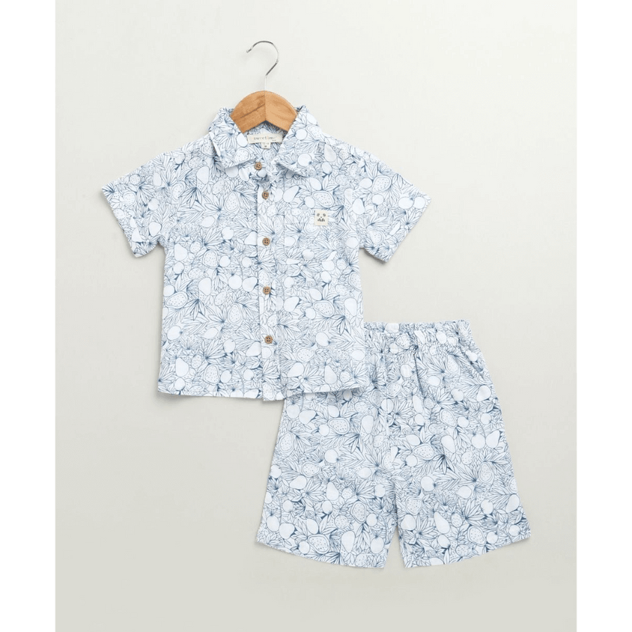 Sweetlime By AS Blue & White Lemon Print Cotton Co-ord Set