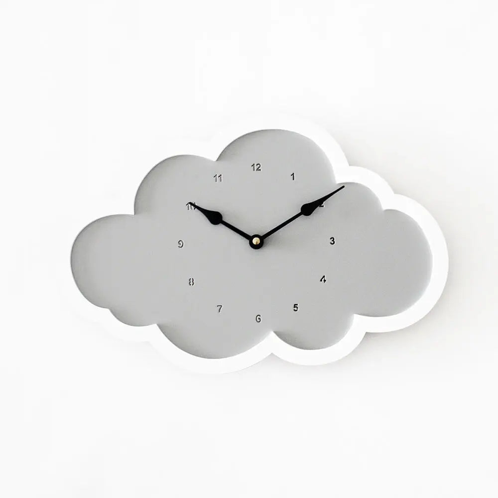 The Tiny Trove Cloud Clock - Grey - White Border