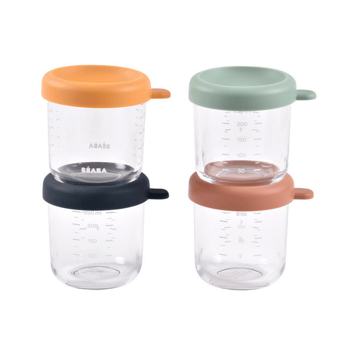 Beaba Glass Storage Jar, 250ml, Set of 4, Sunrise