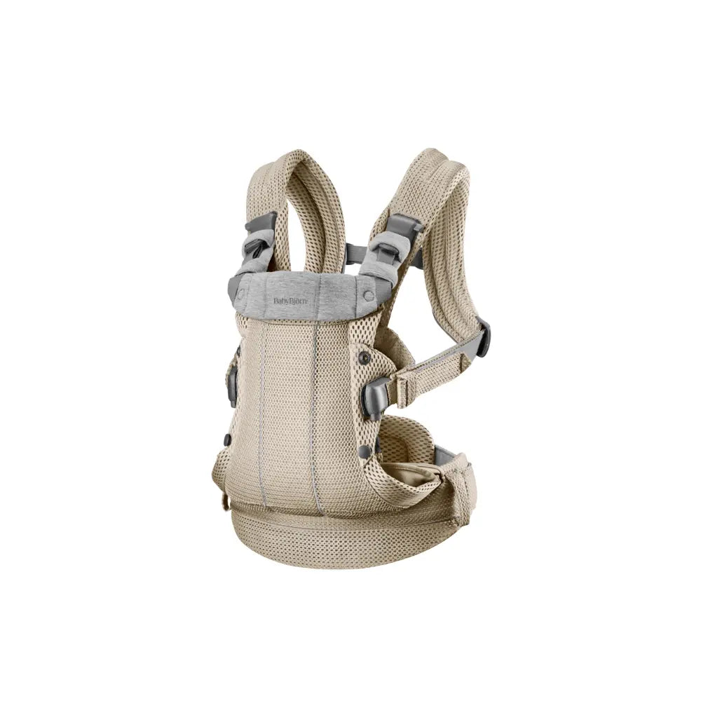 BabyBjorn Baby Harmony Carrier, 3D Mesh, Lightweight, Soft &amp; Breathable Newborn to Toddler Carrier, Adjustable Waistbelt &amp; Cross Straps, 4 Carry Positions, Birth - 3 Years (3-15Kgs) - Grey Beige