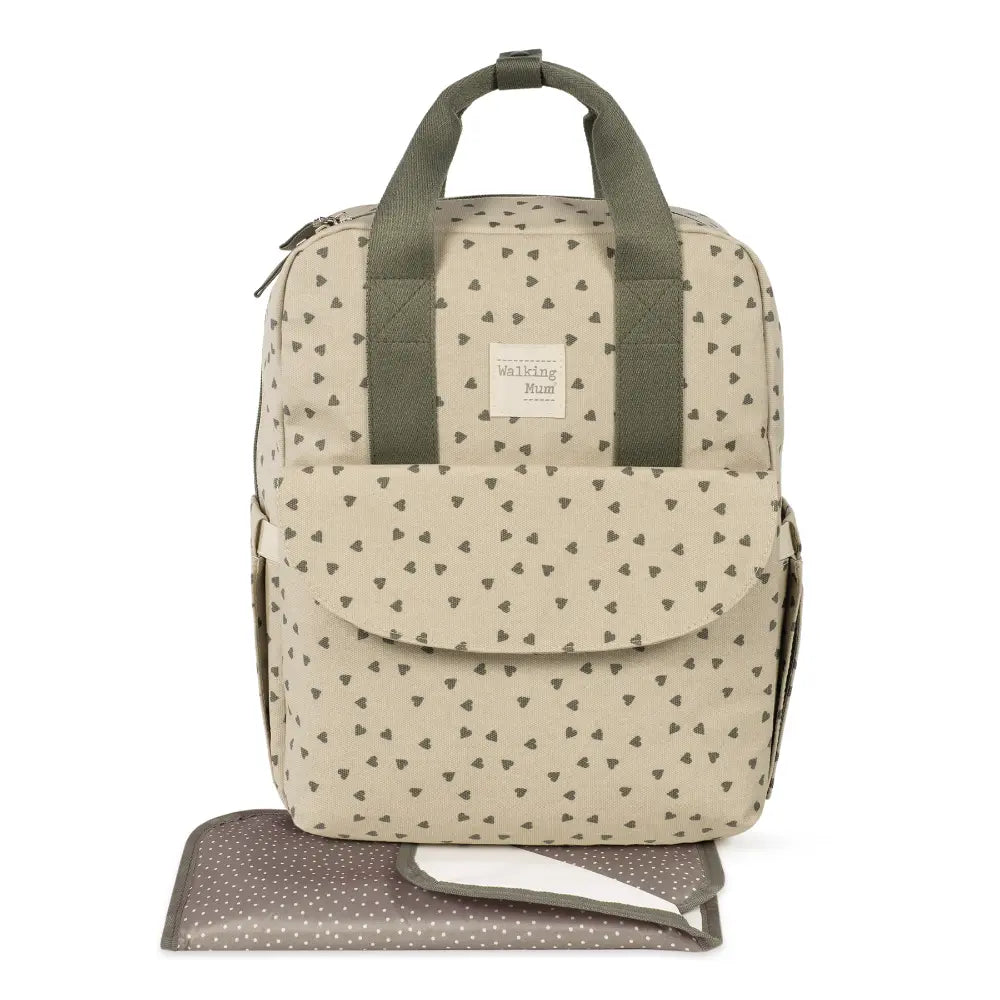 Walking Mum Diaper Backpack with Changing Pad, Large Capacity Water-Resistant with Multi-Pocket Organizer, Insulated Bottle Pocket, Shoulder &amp; Stroller Straps, Heart Poppy Moss