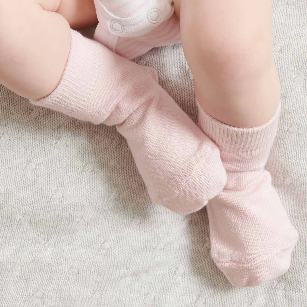 Purebaby Unisex Organic Cotton 3 Pack Baby Sock - Pale Pink Pack