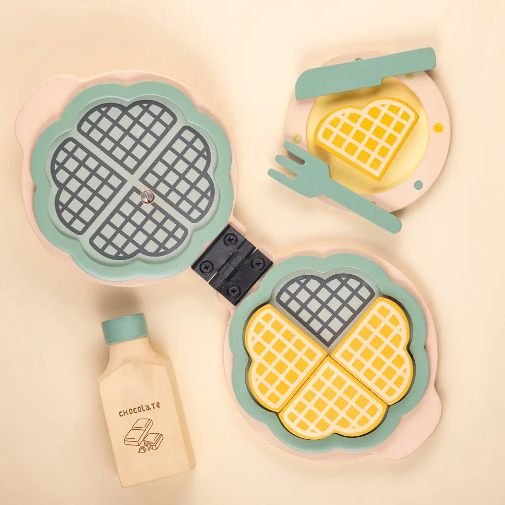 Playbox Wooden Waffle Maker Pretend Play Cooking Toy