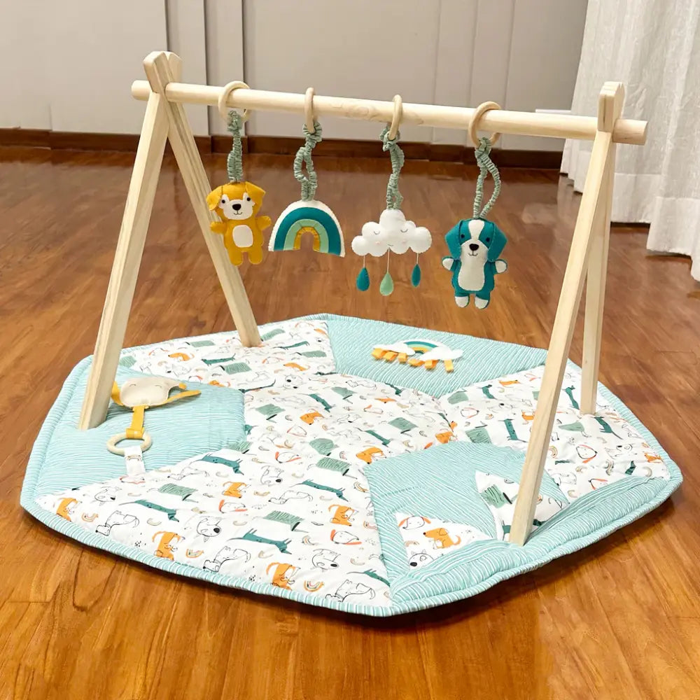 GWD Kids Teal Dogs Play Gym &amp; Sensory Mat Set