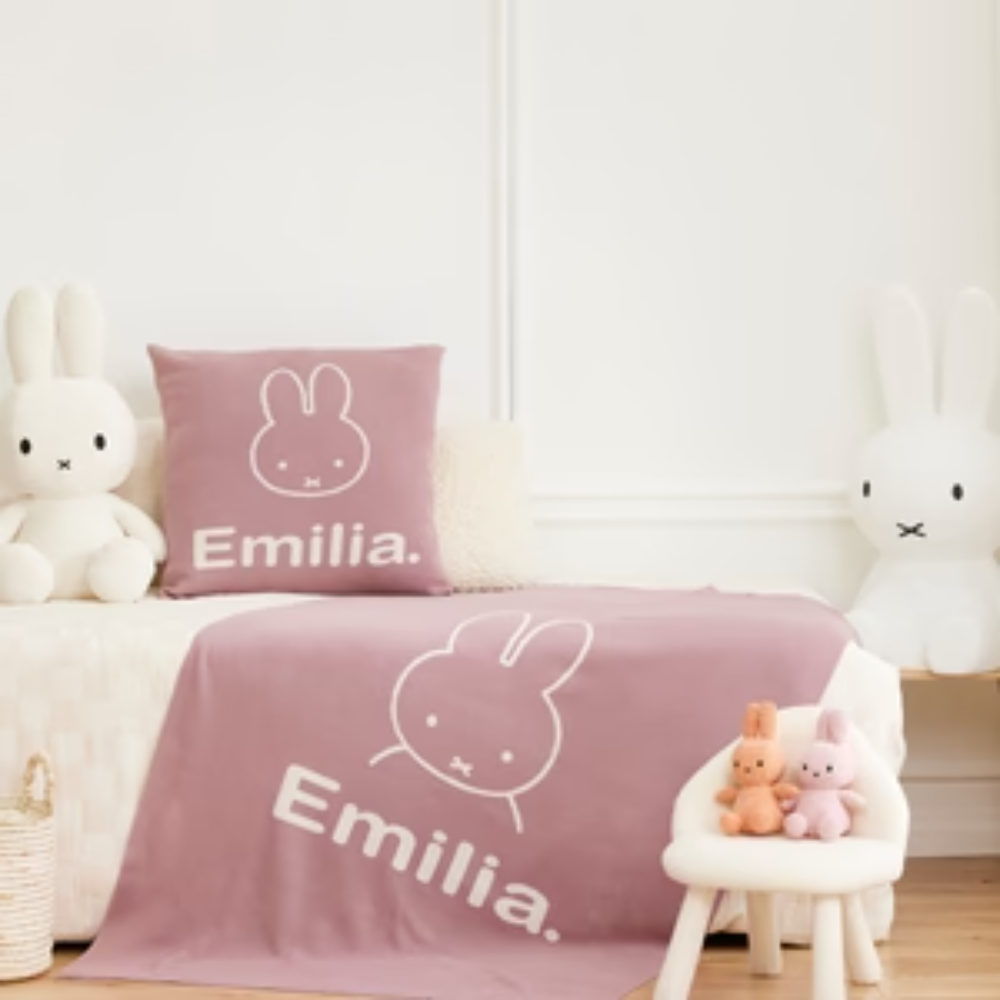 NamelyCo Miffy Name Blanket - Rose Bloom