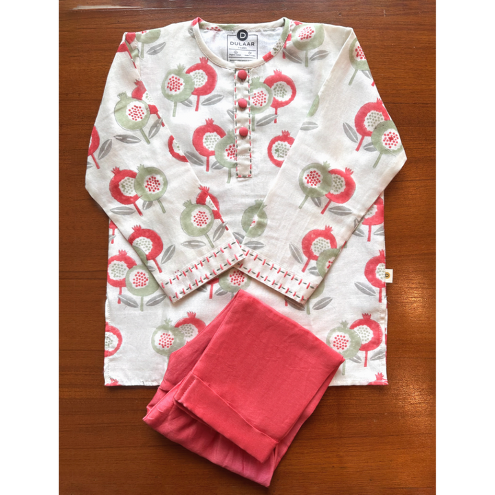 Dulaar Chanderi Kurta Pyjama Set | Hand-Block Printed