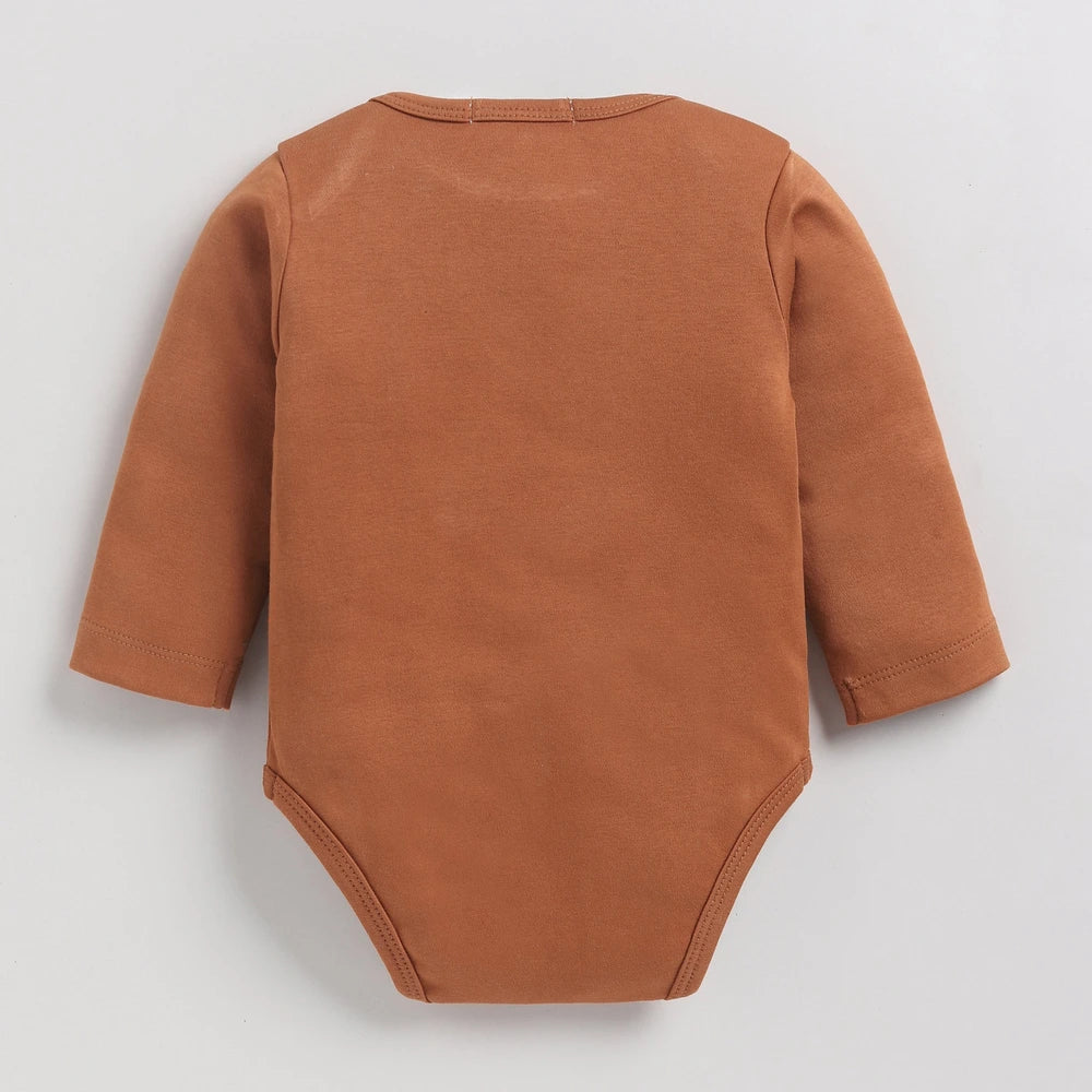 Cot &amp; Candy Baby Organic Full Sleeve Envelope Bodysuit Pack Of 3 - Star Gazer + Bombay Brown + Snow White
