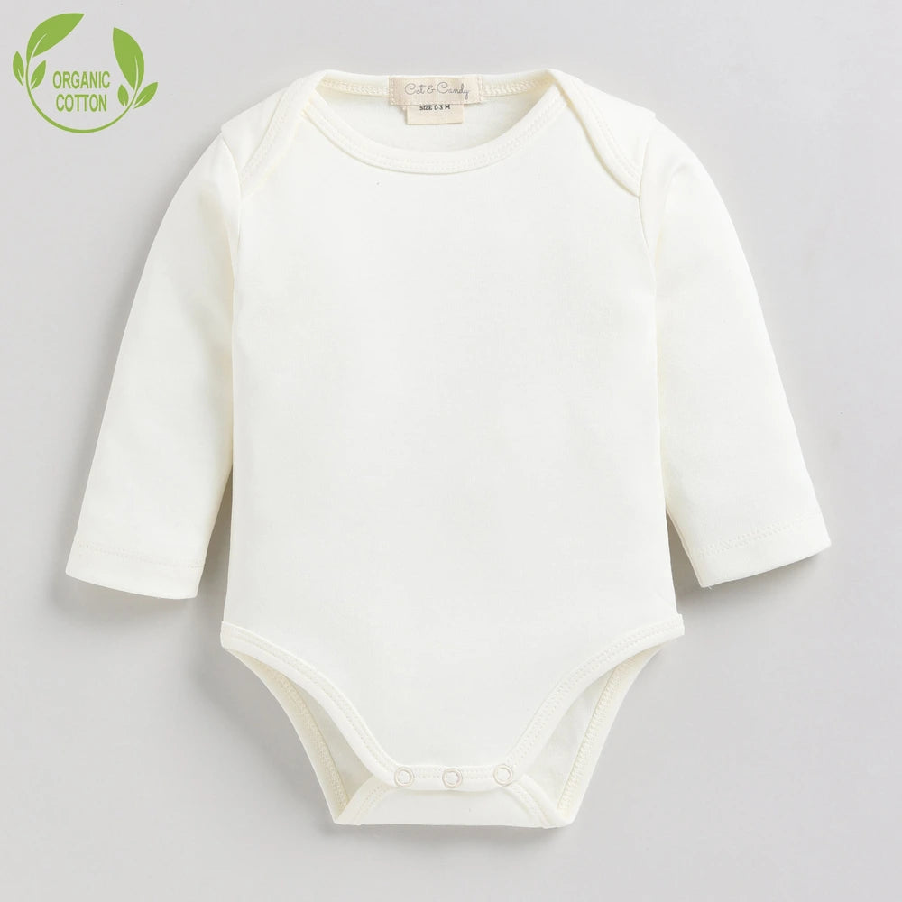 Cot &amp; Candy Baby Organic Full Sleeve Envelope Bodysuit Pack Of 3 - Star Gazer + Bombay Brown + Snow White
