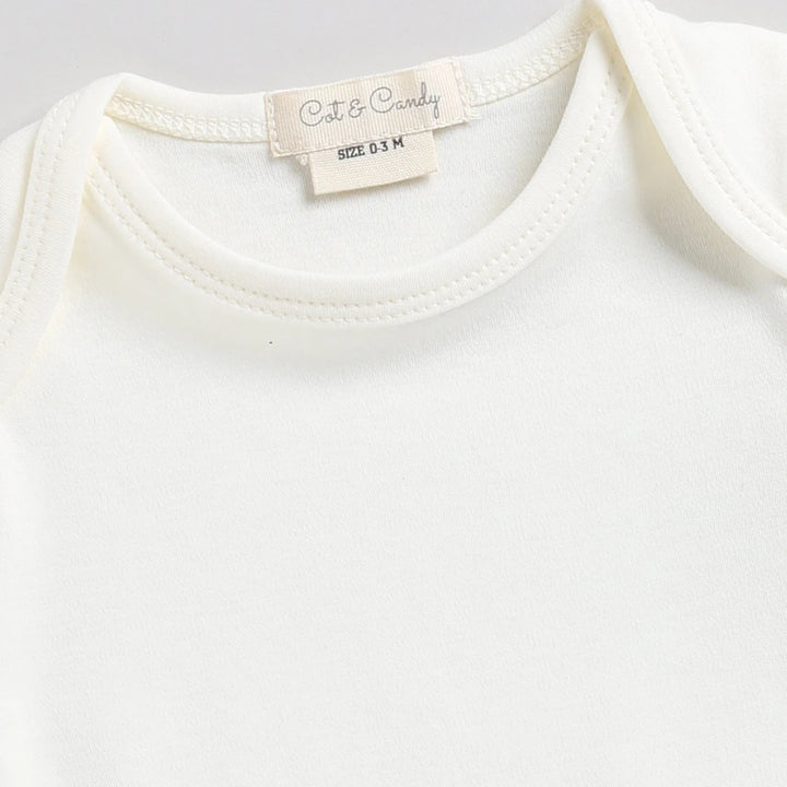 Cot &amp; Candy Baby Organic Full Sleeve Envelope Bodysuit Pack Of 3 - Star Gazer + Bombay Brown + Snow White
