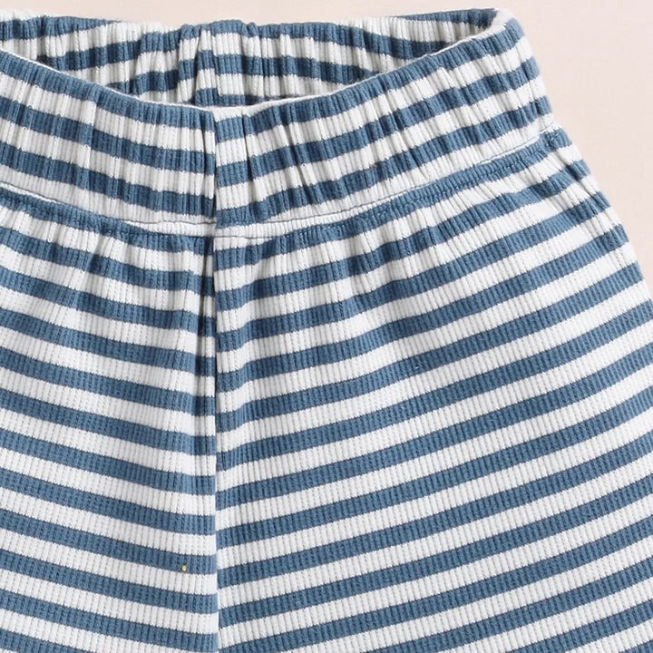 Cot &amp; Candy Baby Organic Short Sleeve T-shirt with Shorts - Teal Stripe
