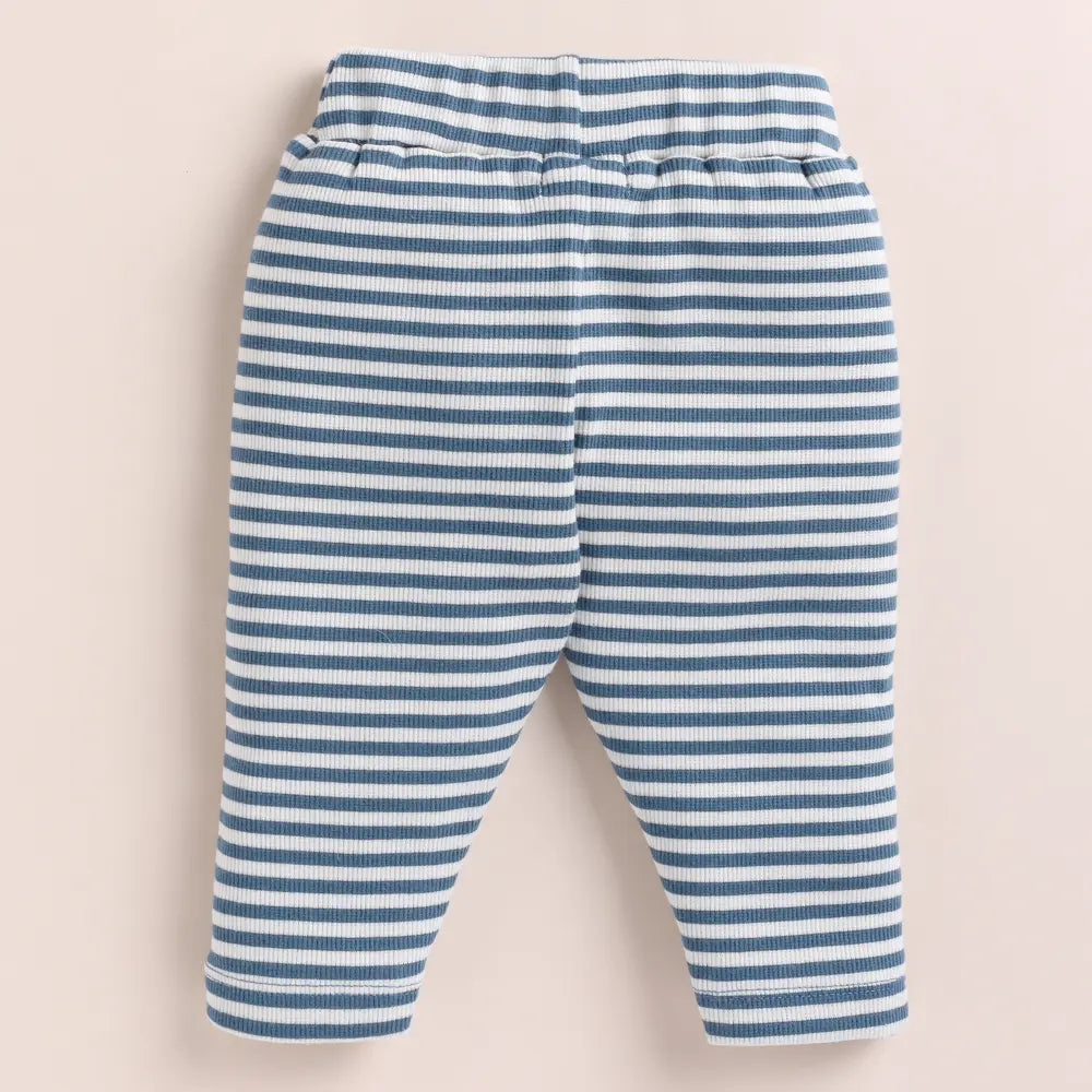 Cot &amp; Candy Baby Organic Drawstring Leggings - Teal Stripe