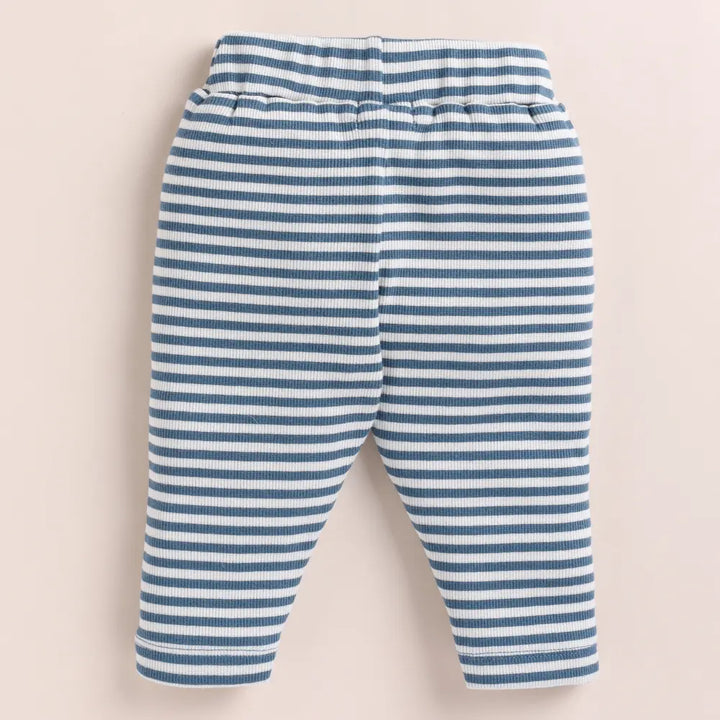 Cot &amp; Candy Baby Organic Drawstring Leggings - Teal Stripe