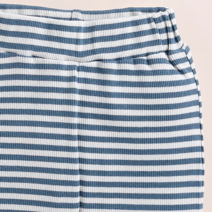 Cot &amp; Candy Baby Organic Drawstring Leggings - Teal Stripe