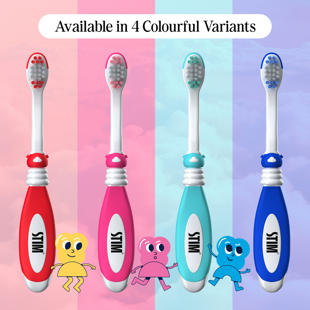 STIM Junior Baby Toothbrush | With Paste | 1-3 years | 2 Pcs - Multicolor