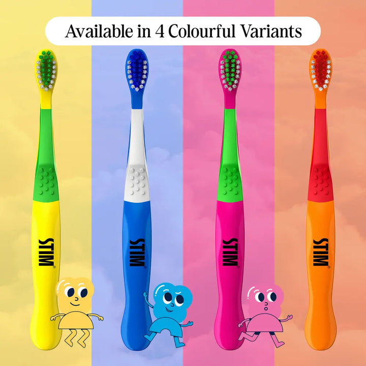 STIM Junior Kids Toothbrush | With Tongue Scraper | 3-10 Y - Multicolor