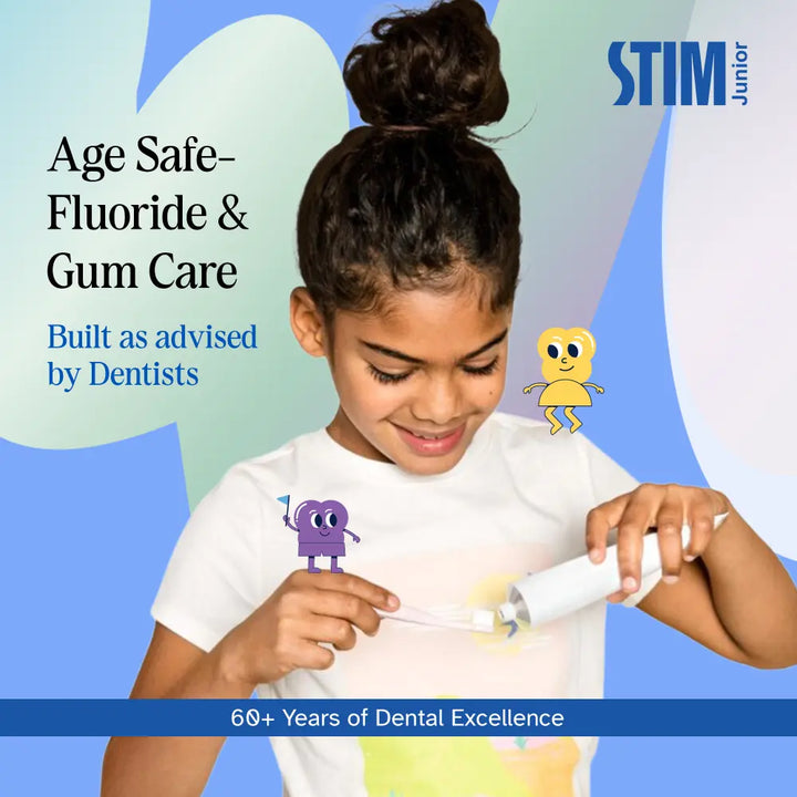 STIM Junior Kids Toothpaste | With Brush | 3-10 Y | SLS Free - Mixed Berry