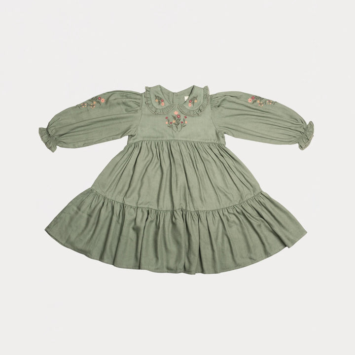 Early Sunday Marguerite Dress For Girls - Sage Green