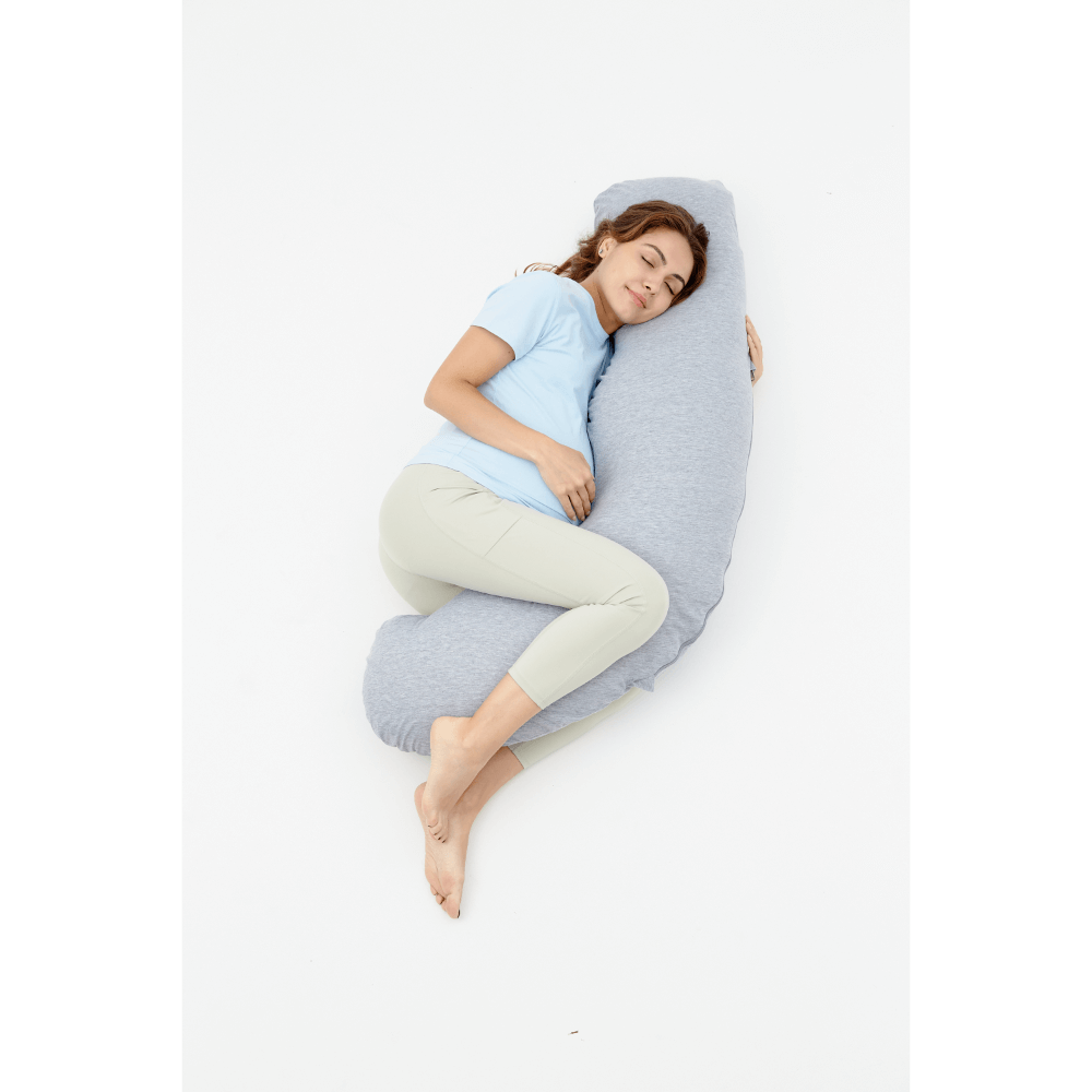 Momcozy Maternity Accessory J Shaped Maternity Body Pillow - Grey