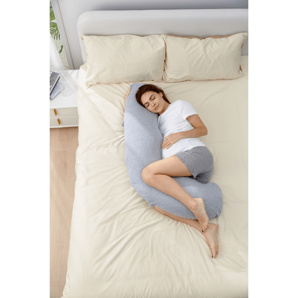 Momcozy Maternity Accessory J Shaped Maternity Body Pillow - Grey