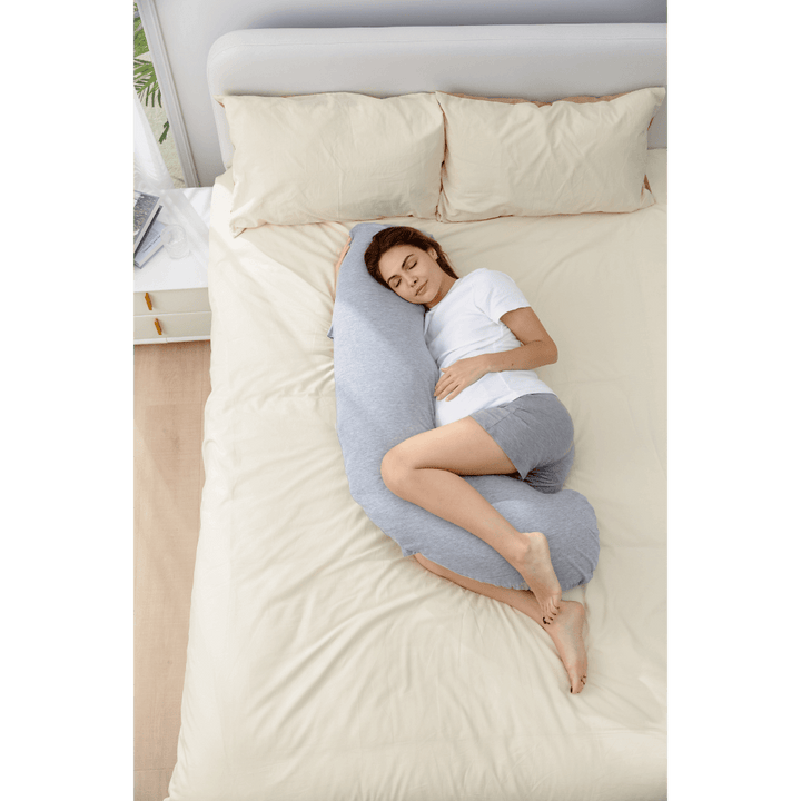 Momcozy Maternity Accessory J Shaped Maternity Body Pillow - Grey