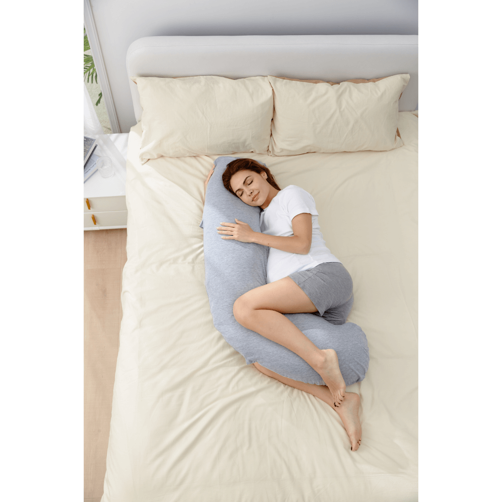 Momcozy Maternity Accessory J Shaped Maternity Body Pillow - Grey