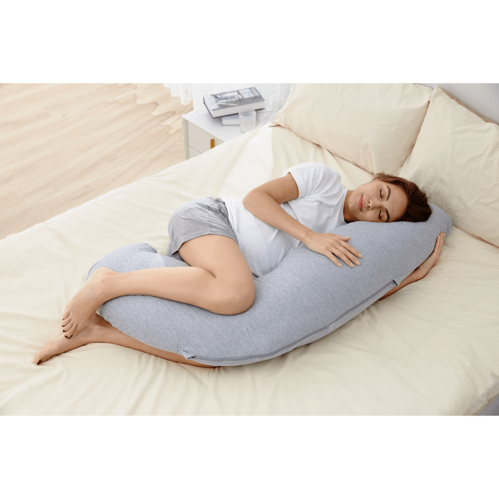 Momcozy Maternity Accessory J Shaped Maternity Body Pillow - Grey