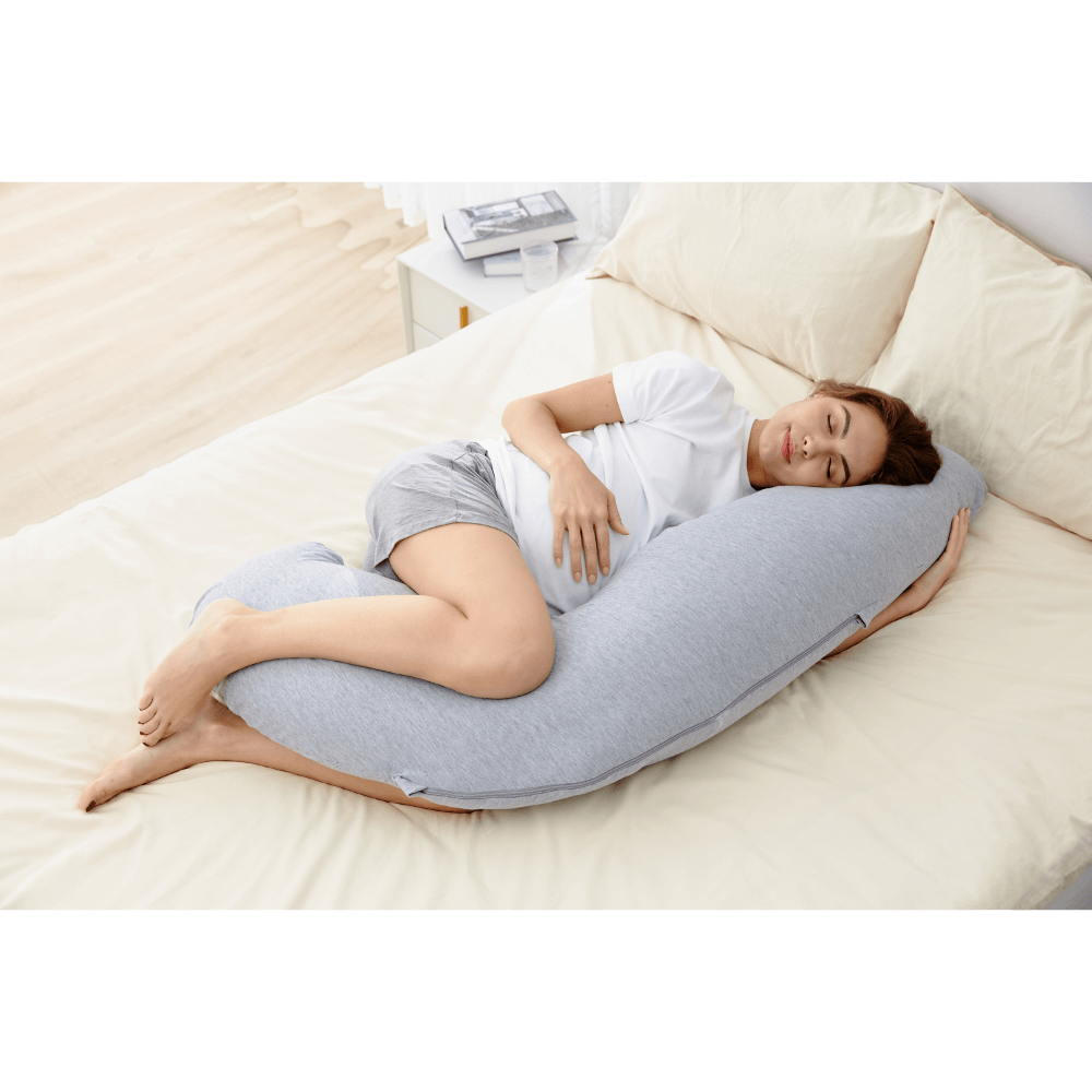 Momcozy Maternity Accessory J Shaped Maternity Body Pillow - Grey