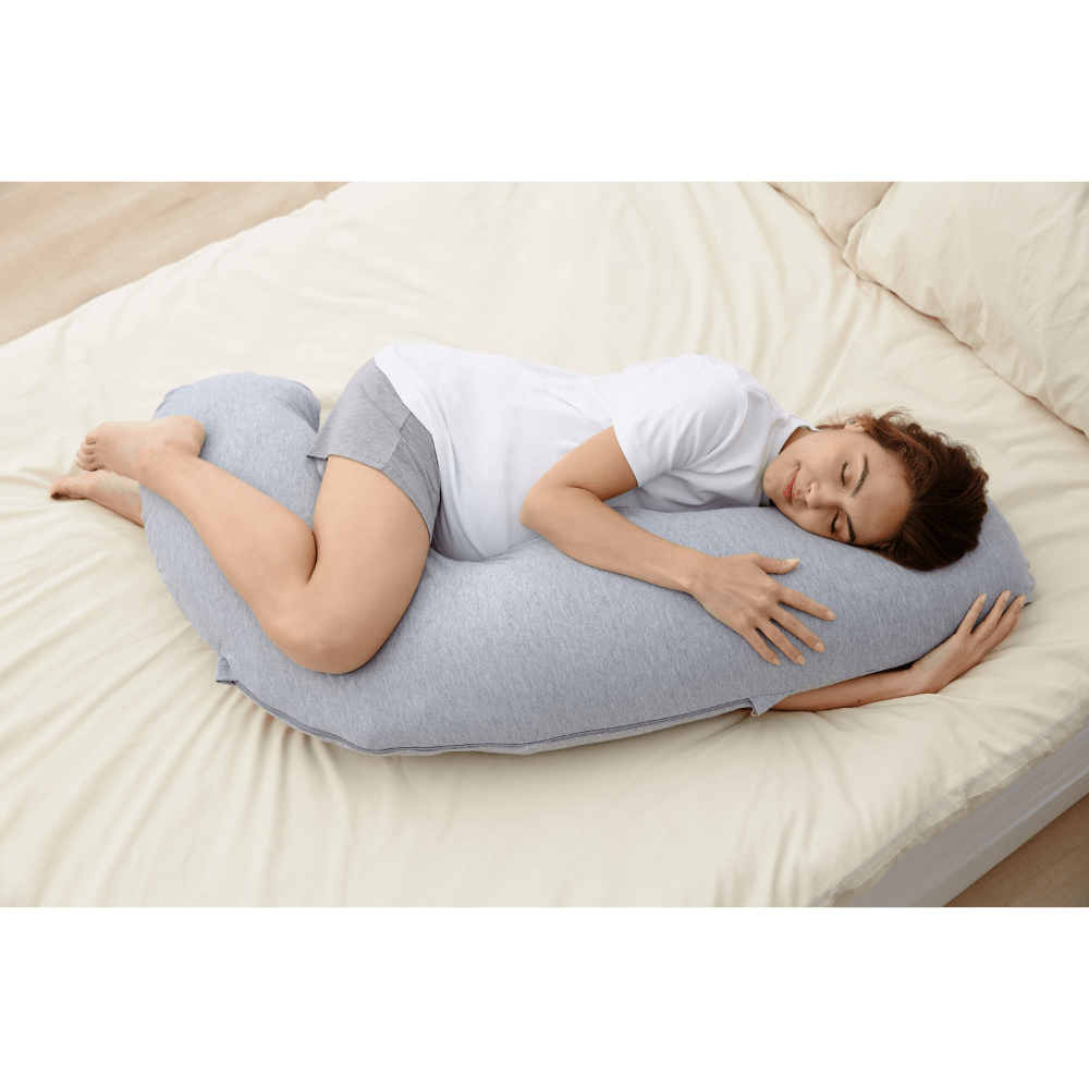 Momcozy Maternity Accessory J Shaped Maternity Body Pillow - Grey