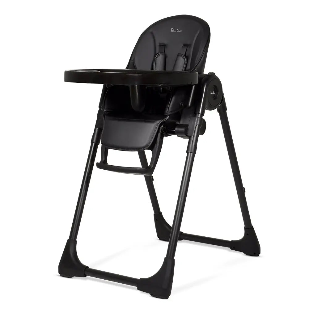 Silver Cross Gourmet High Chair|5 Position Recline|Adjustable Footrest|7 Height Positions|Super Lightweight|Birth to 36 months (15 Kg) - Black
