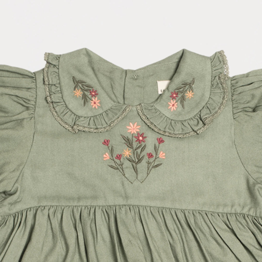 Early Sunday Marguerite Dress For Girls - Sage Green