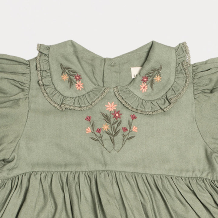 Early Sunday Marguerite Dress For Girls - Sage Green