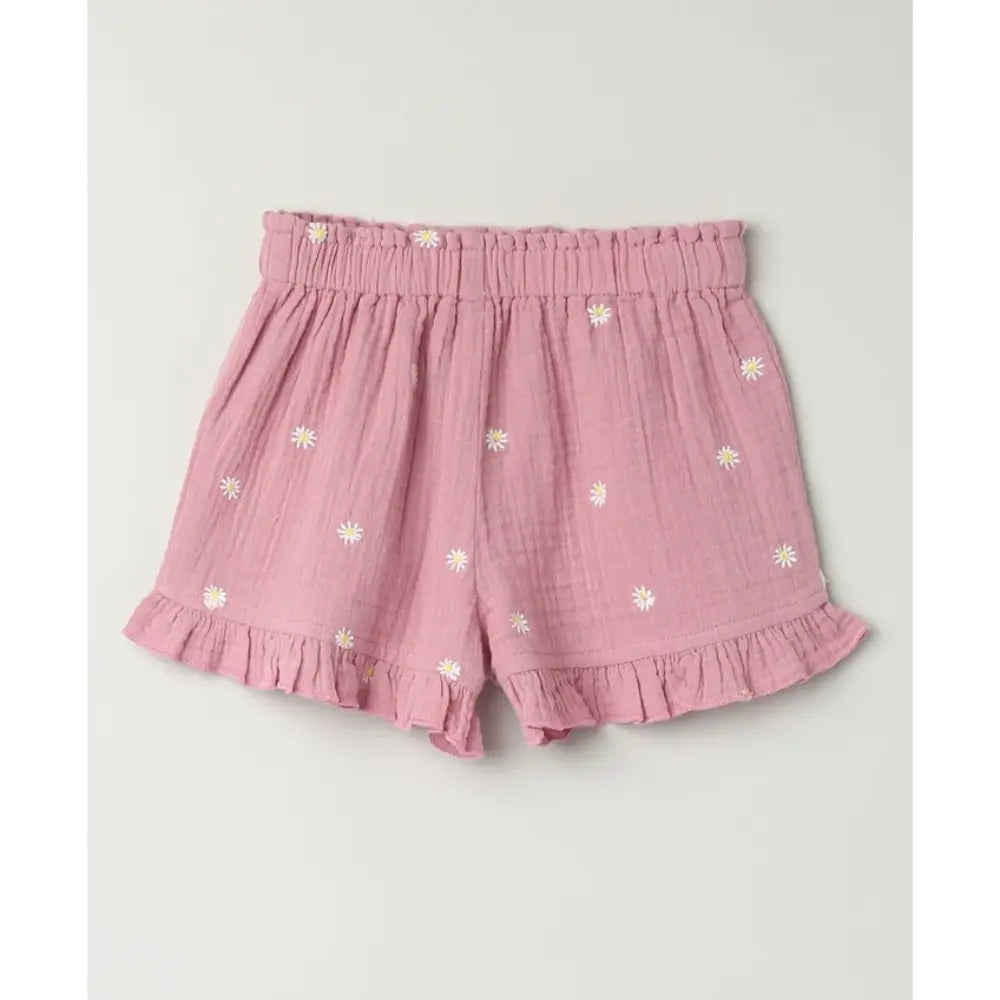 Sweetlime By AS Pink Floral Embroidery Organic Cotton Co-ord Set - Pink