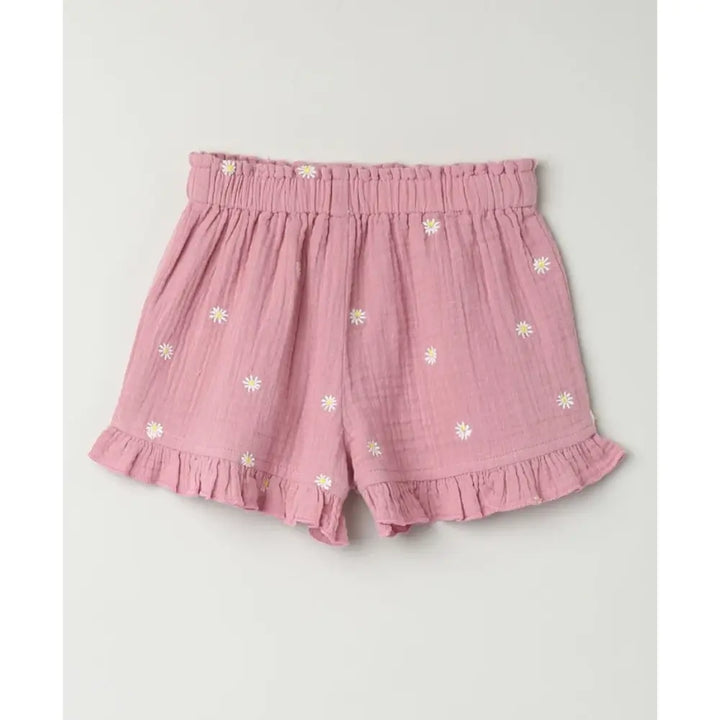 Sweetlime By AS Pink Floral Embroidery Organic Cotton Co-ord Set - Pink