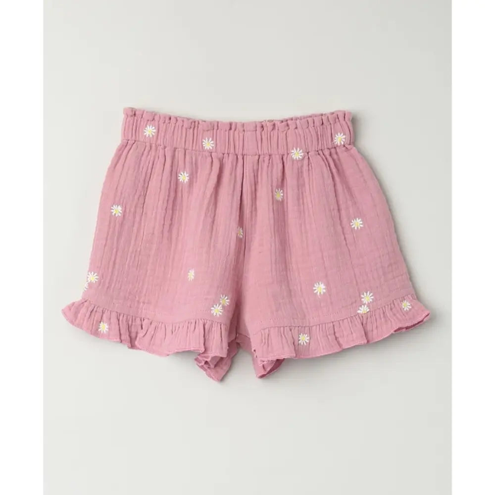 Sweetlime By AS Pink Floral Embroidery Organic Cotton Co-ord Set - Pink