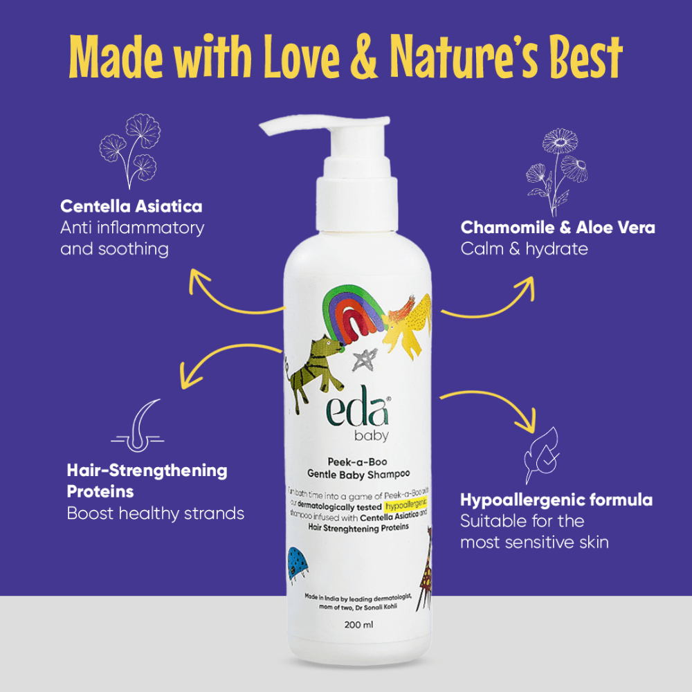 Eda Baby &amp; Child Peek-a-Boo Gentle Baby Shampoo | Mild &amp; Tear-Free Formula for Soft and Healthy Hair