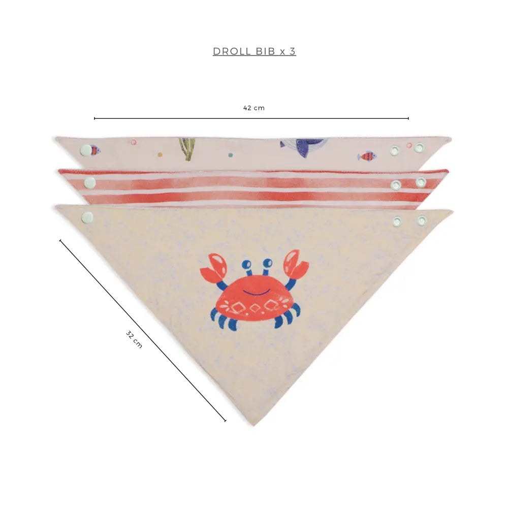 Abracadabra Cotton Jersey Drool Bib Set (Pack of 3) - Hello Sea - 0-18 Months