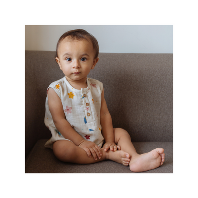 Dulaar Organic Muslin Romper - A World In Bloom